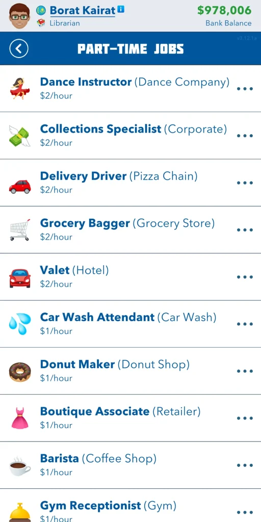 Bitlife Careers or jobs,
Part-time jobs in Bitlife, 