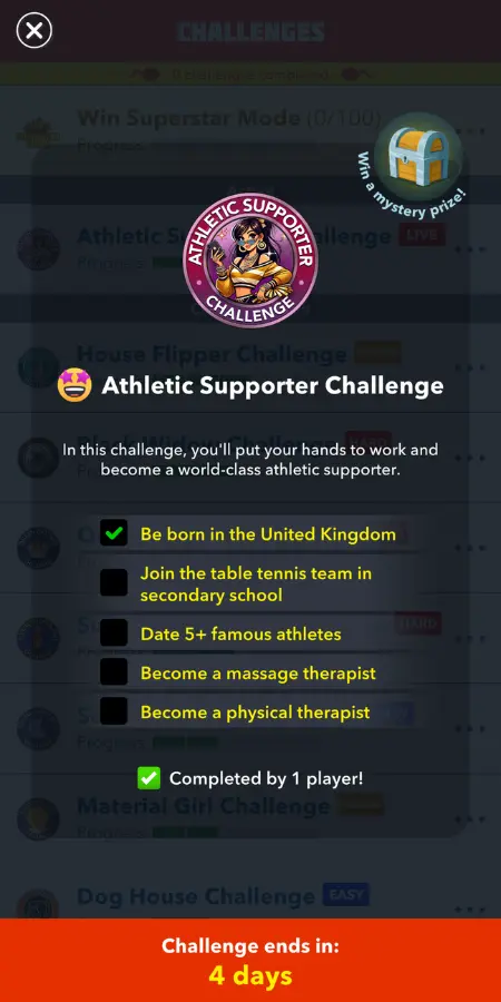 Athletic Supporter Challenge in Bitlife- Tasks to complete