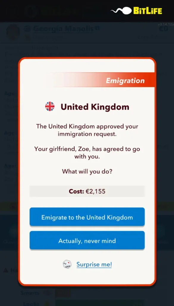 Emigration United Kingdom - Olympic Striker Challenge Bitlife