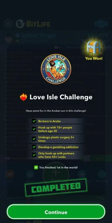 Love Isle Challenge List