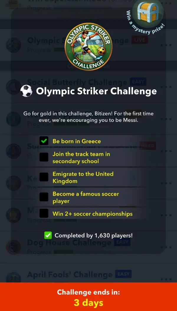 Olympic Star Striker Challenge Bitlife