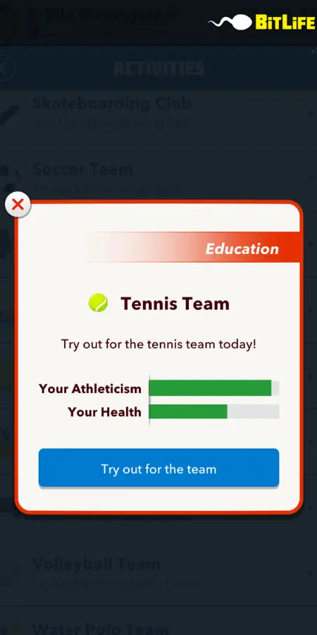 Tennis Team in Athletic Supporter Challenge Bitlife