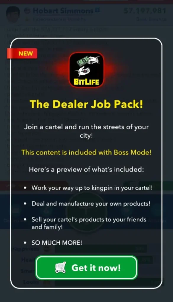 The Dealer Job Pack in Bitlife