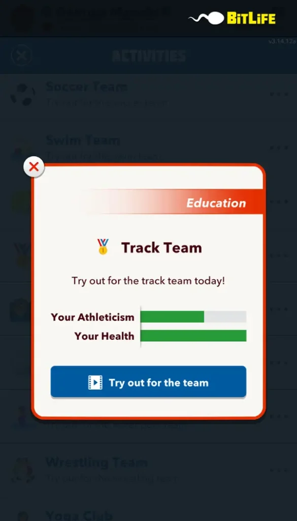 Track Team - Olympic Striker Challenge Bitlife