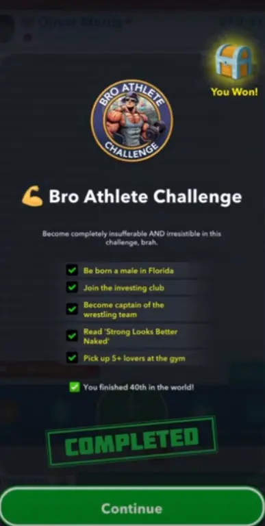 Bro Athlete Challenge in Bitlife 2024