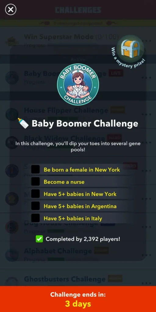 Baby Boomer Challenge in Bitlife | Become a nurse 2 Baby Boomer Challenge—Tasks to complete the challenge