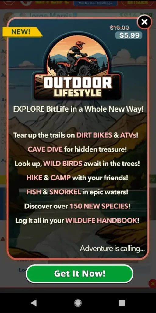 Outdoor Lifestyle Expansion Pack in Bitlife 2 Outdoor Lifestyle Recreation/Expansion Pack in Bitlife 2025