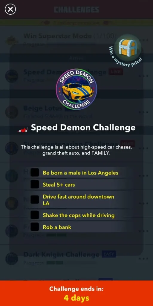 Speed Demon Challenge in Bitlife 2 Speed Demon Challenge in Bitlife 2025 - Tasks to complete the challenge