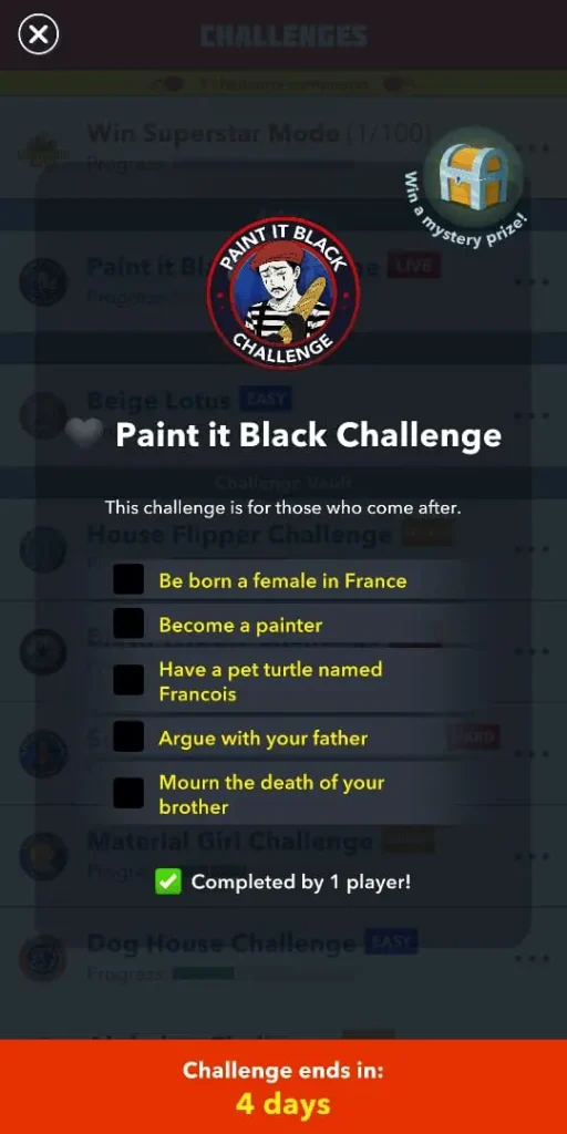 Paint it Black Challenge in Bitlife 2025 2 5 tasks to complete the paint it black challenge in Bitlife 2025