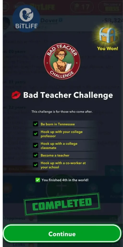Bad Teacher Challenge in Bitlife 2025 2 Tasks to complete Weekly, the Bad Teacher Challenge in Bitlife 2025