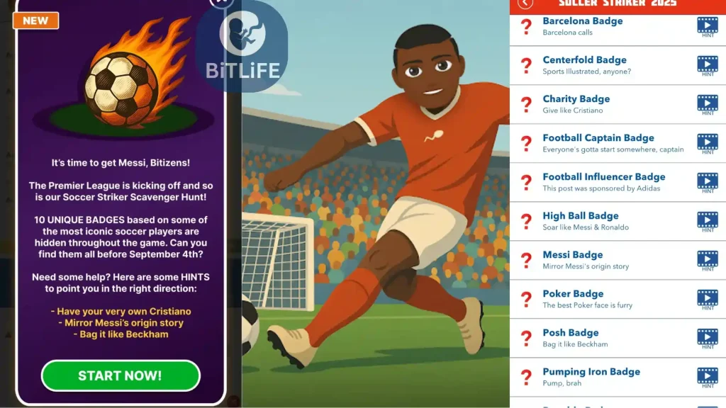 The Soccer Striker Scavenger Hunt in Bitlife 2025